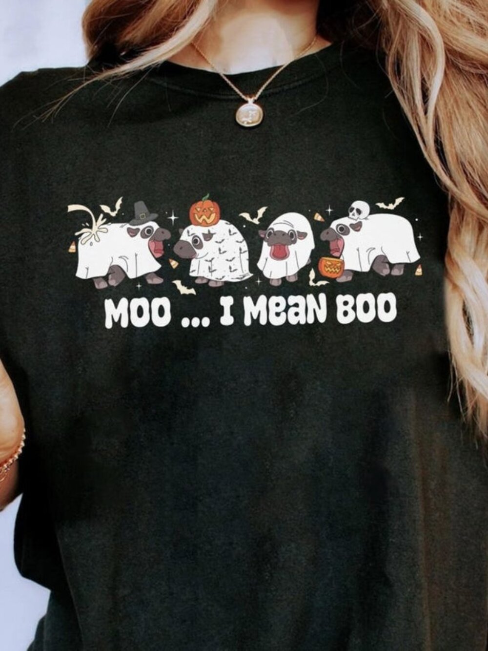 Spooky Baby Hippo T-shirt, Moo I Mean Boo Halloween Tee